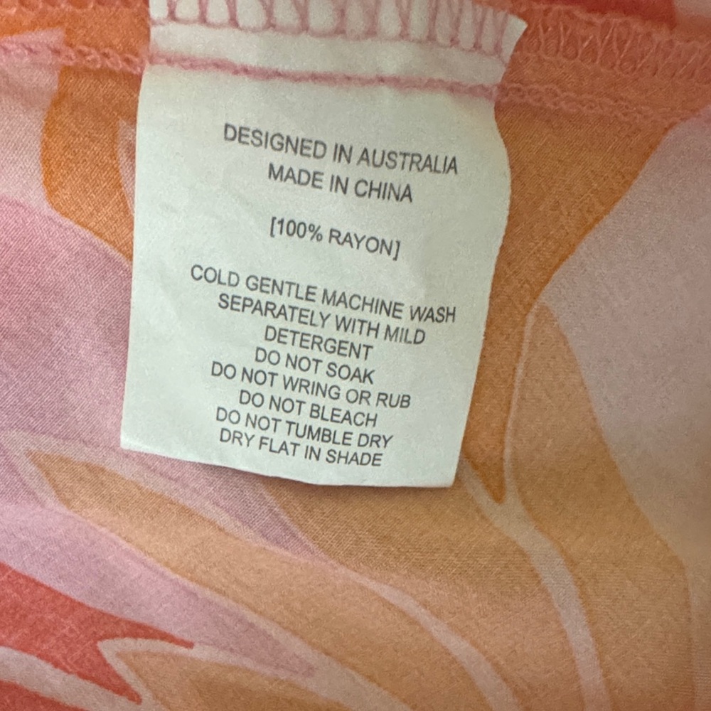 Anthropologie Abel the Label Floral Maxi Dress with Tie back- Orange and Pink XS - Picture 9 of 9